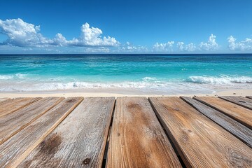 Fototapeta premium Tranquil Beach Pier View Under a Sunny Sky