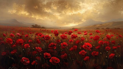 American Memorial Day. Field of poppies.