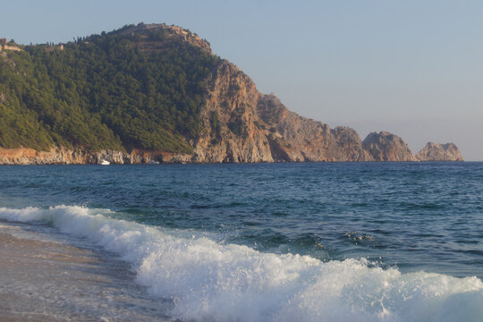 view of beach and mountain in Alanya