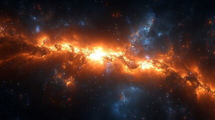 Naklejka premium Vibrant Cosmic Nebula With Swirling Clouds Of Gas And Stars