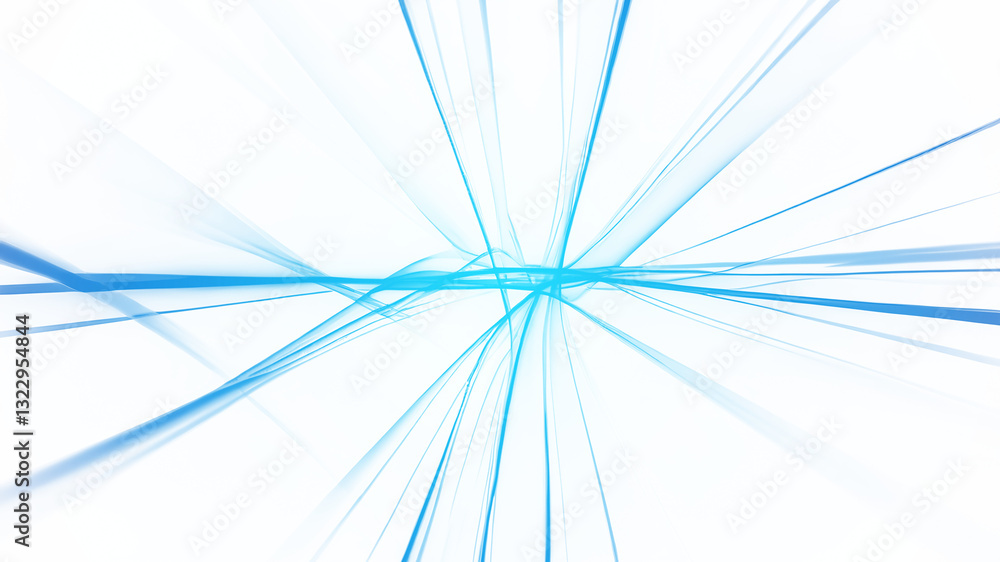 Poster dynamic abstract background with radiant blue light beams converging at the center on a transparent 