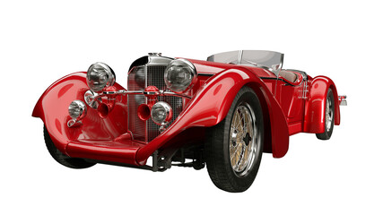 Classic Vintage Convertible Car with Chrome Details
.3D, rendering, illustration,