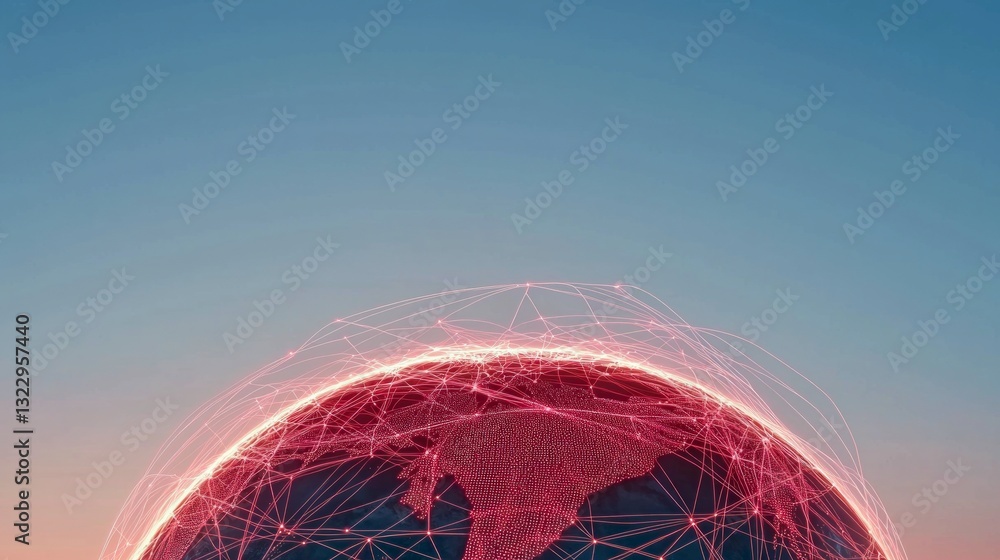Poster global network interconnected world digital technology communication data innovation