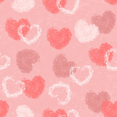 Watercolor valentine heart seamless pattern vector. Collection of cute hearts. Symbol of love, Valentines's day. Beautiful heart shape. For fabric, paper, wrapping, card, print, dress, cover, decor.