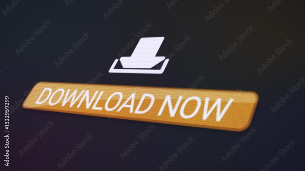 Aufkleber video animation of a website with a orange download now button. a computer monitor that displays the