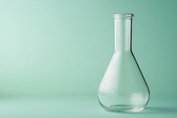 A Clear Glass Flask Displays Against A Green Background