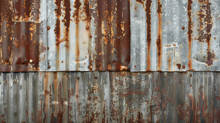 Old rusty metal background, Rusty blue corrugated metal sheet surface, Weathered metal sheet