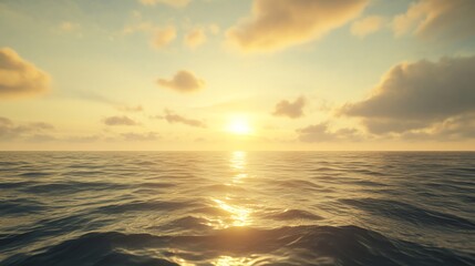 Obraz premium A peaceful Sunrise over the sea, golden light shimmering on gentle ocean waves
