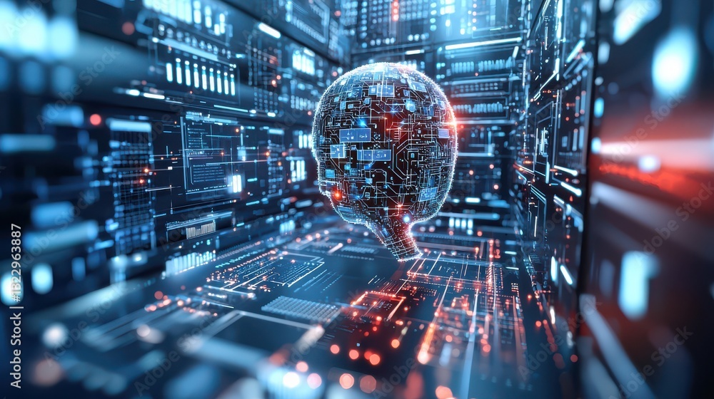 Poster data scientist concept. cutting edge digital landscape a futuristic visualization of interconnected 