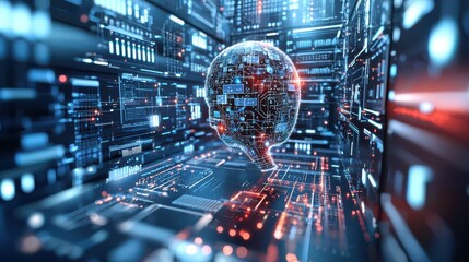 Obraz premium Data Scientist concept. Cutting Edge Digital Landscape A Futuristic Visualization of Interconnected Data and Technology