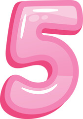 Shiny pink five number vector illustration