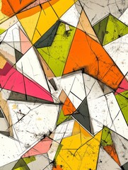 Abstract Geometric Art with Triangle Shapes in Vibrant and Grunge Style