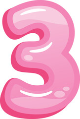 Shiny pink three number vector illustration