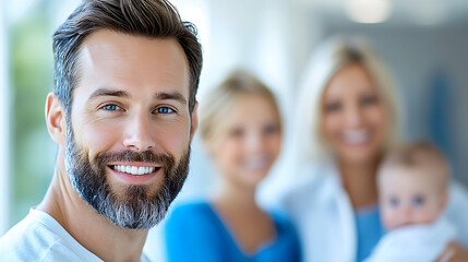 Joyful doctor celebrating new life with a newborn baby in maternity ward uplifting family moment bright hospital environment warm viewpoint