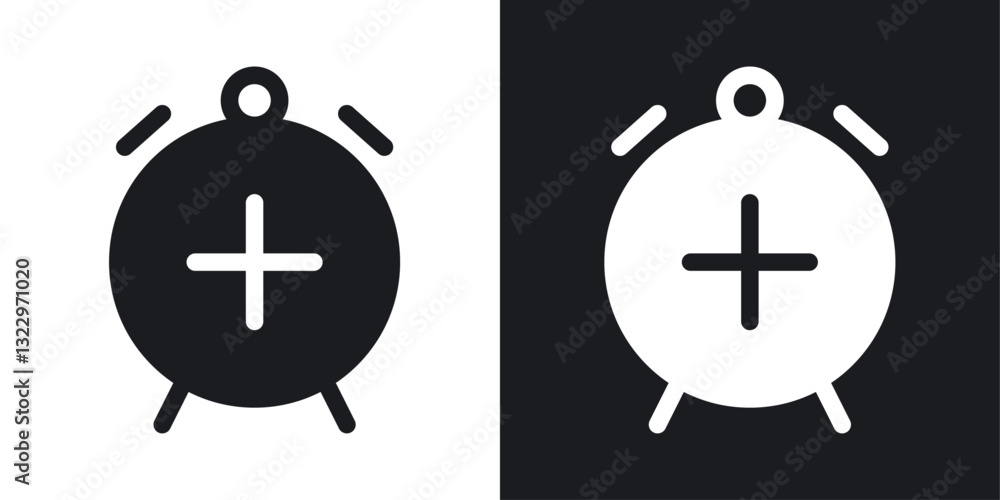 Aufkleber alarm plus vector icon set in solid style.
