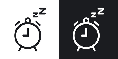 Alarm snooze vector icon set in solid style.