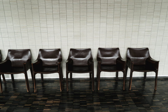 A row of chairs in a building.