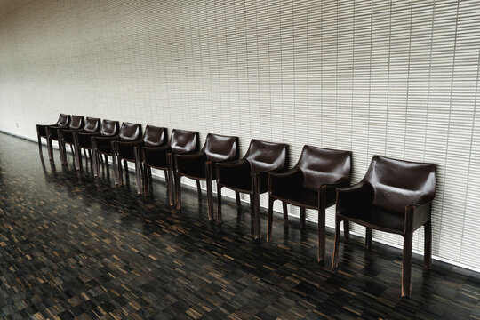 A row of chairs in a building.