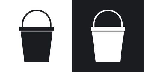 Bucket vector icon set in solid style.