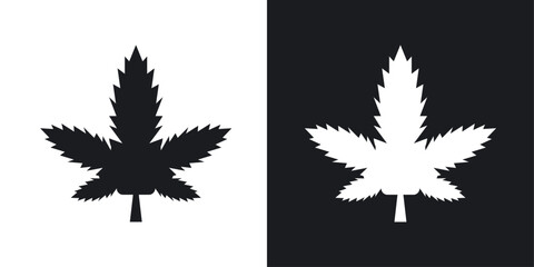 Cannabis vector icon set in solid style.