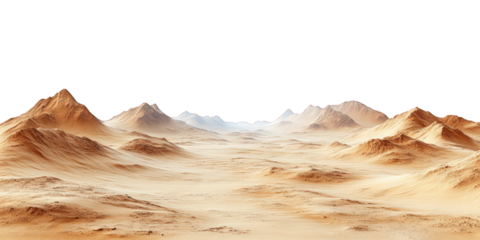 Mars-like desert landscapes with golden orange mountains and sand dunes, cut out. Extraterrestrial terrain visualization for science fiction and space concepts.Dramatic 3D rendered environment with ba