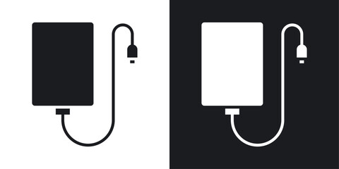 External hard drive vector icon set in solid style.