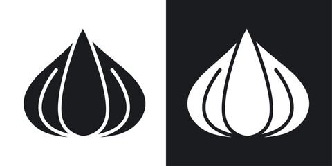 Garlic vector icon set in solid style.