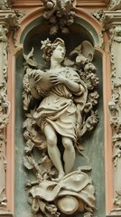 Fototapeta premium Expressive Athlete Amid Herbal Extracts and Baroque Architecture