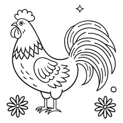hen and rooster vector 