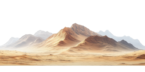 Mars-like desert landscapes with golden orange mountains and sand dunes, cut out. Extraterrestrial terrain visualization for science fiction and space concepts.Dramatic 3D rendered environment with ba