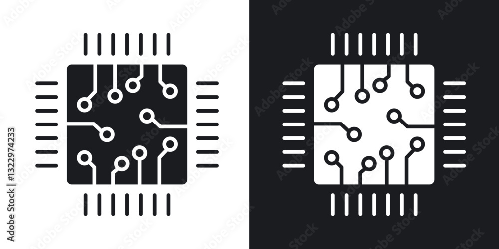 Aufkleber microchip vector icon set in solid style.