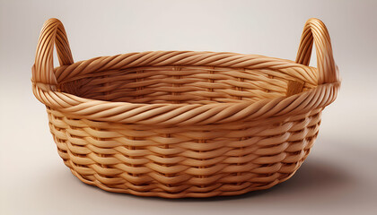 Obraz premium A Rustic Woven Basket With Sturdy Handles, Ready For A Harvest Of Summers Bounty, Showcasing Its Intricate Craftsmanship In Warm, Natural Light