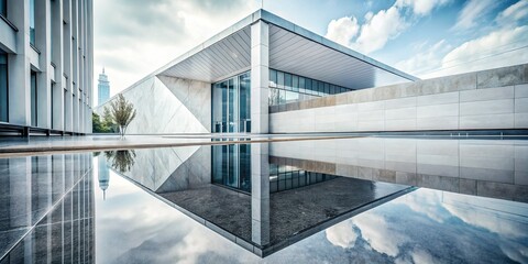 Fototapeta premium Futuristic Cool Puddles Reflection on Marble - Modern Flat Lay Stock Photo