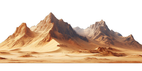 Mars-like desert landscapes with golden orange mountains and sand dunes, cut out. Extraterrestrial terrain visualization for science fiction and space concepts.Dramatic 3D rendered environment with ba