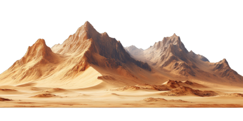 Mars-like desert landscapes with golden orange mountains and sand dunes, cut out. Extraterrestrial terrain visualization for science fiction and space concepts.Dramatic 3D rendered environment with ba