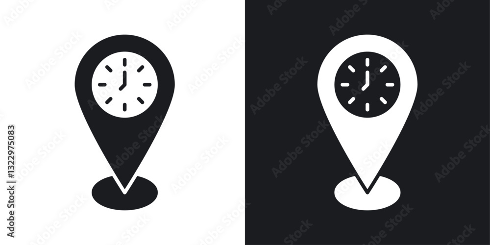 Poster real time location vector icon set in solid style.
