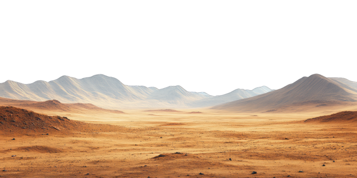 Mars-like desert landscapes with golden orange mountains and sand dunes, cut out. Extraterrestrial terrain visualization for science fiction and space concepts.Dramatic 3D rendered environment with ba