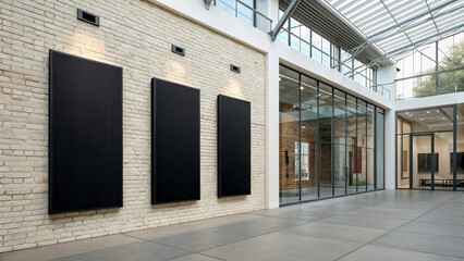 Modern Art Gallery Interior with Blank Canvas Mockup