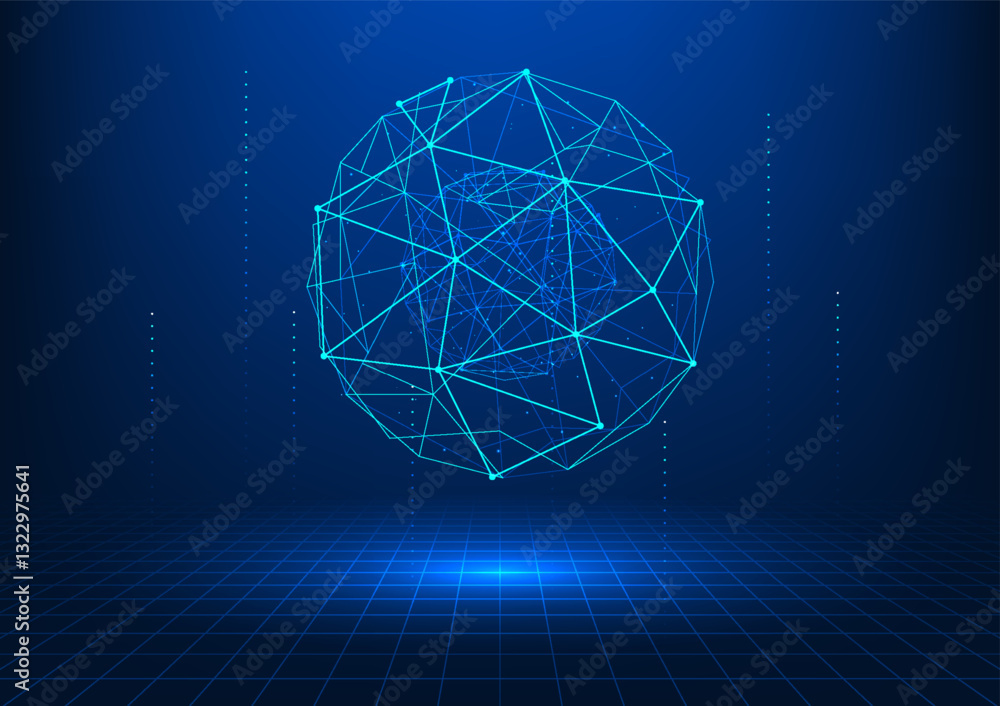 Poster abstract technology background. circles with lines connecting them represent the growth and developm