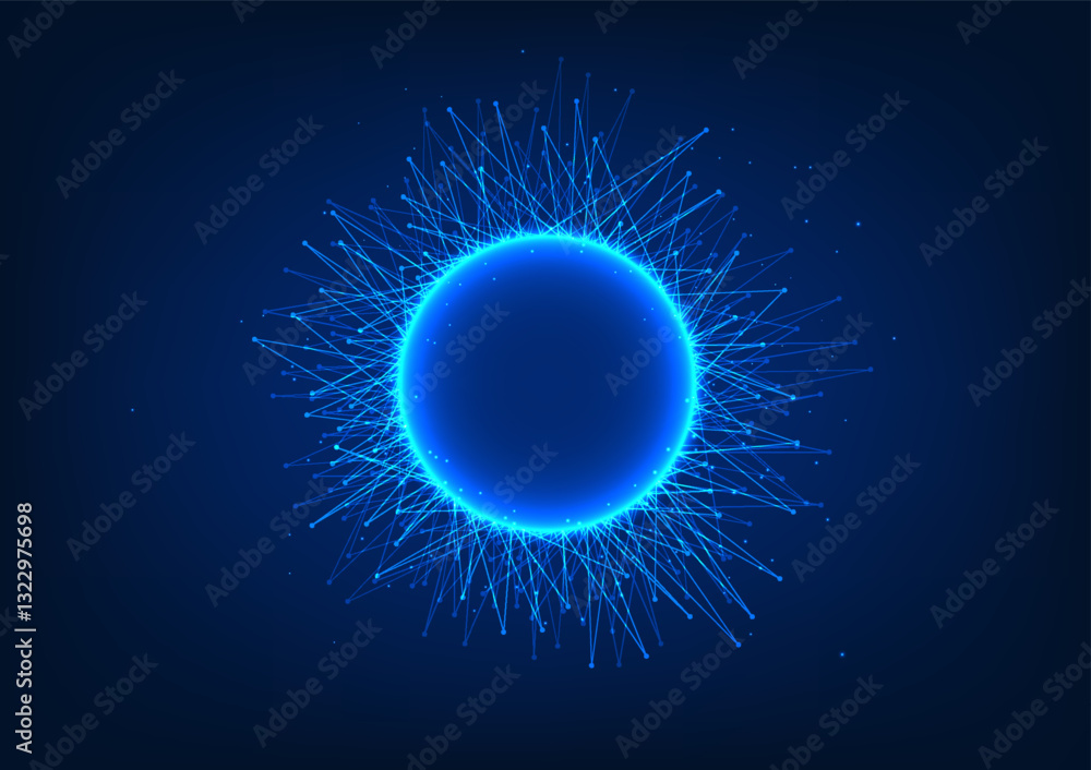 Poster abstract technology background. circles with connecting and dispersing lines represent the growth an