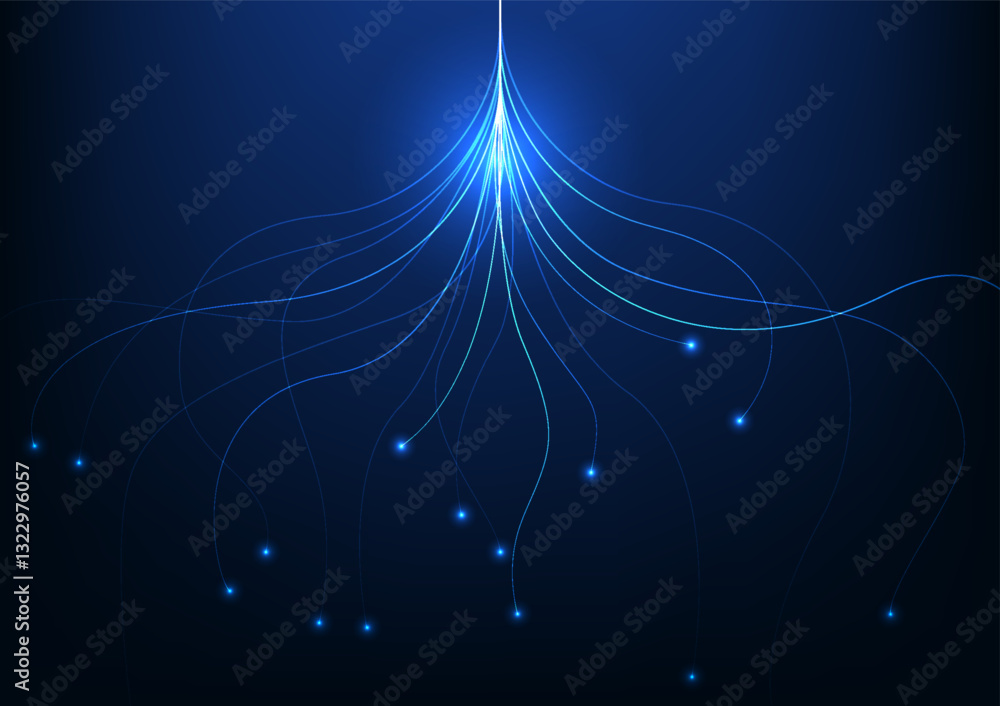 Poster big data technology background, the lines separating the wings represent the transmission of a large