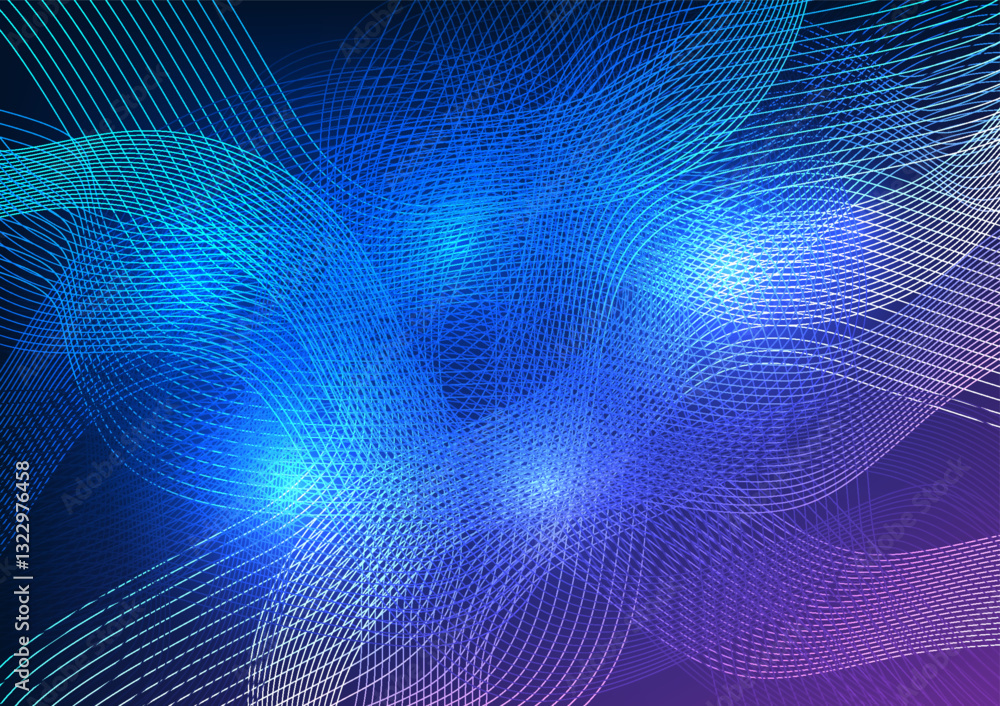 Poster abstract technology background. overlapping curves represent big data technology that is collected a