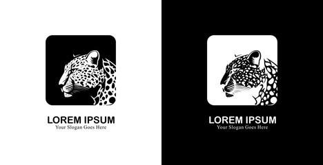 cheetah head logo design combined with square shape © Yohanes