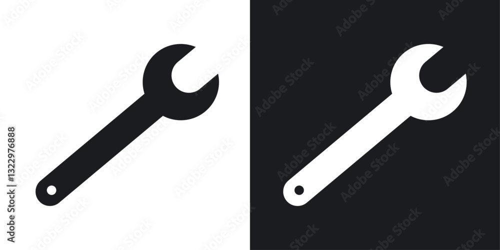Poster wrench vector icon set in solid style.