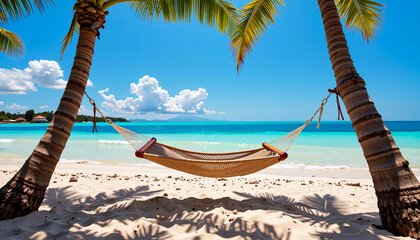 Tropical Paradise Beach with Hammock, beach tourism, World Tourism Day