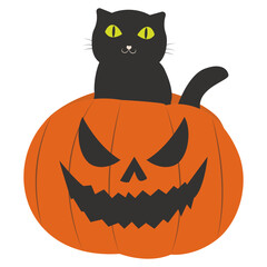 Halloween Cat Cartoon Character. Isolated on White Background.