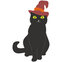 Halloween Cat Cartoon Character. Isolated on White Background.