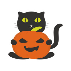 Halloween Cat Cartoon Character. Isolated on White Background.