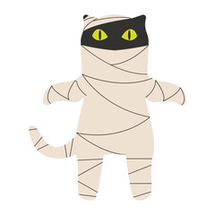 Halloween Cat Cartoon Character. Isolated on White Background.