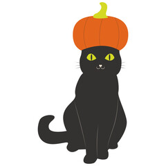 Halloween Cat Cartoon Character. Isolated on White Background.